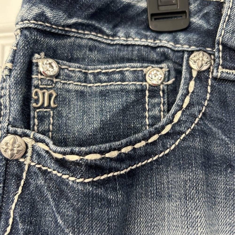 Miss Me Jeans Size 32 JE5786ER Easy Boot Rhinestone Embellished Bling Women EUC - Picture 4 of 13